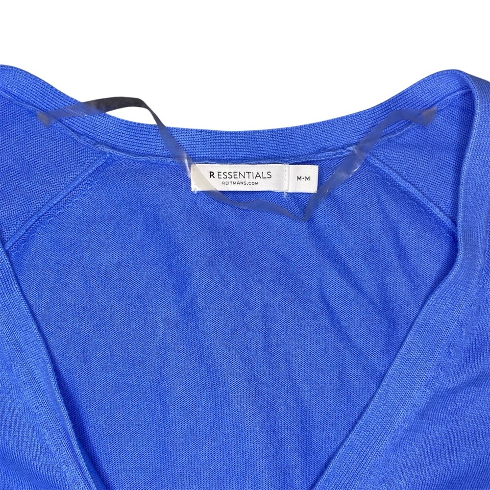 R Essentials Light Blue Lightweight Button Up Cardigan with 3/4 Sleeves - Picture 3 of 6